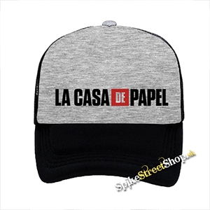 LA CASA DE PAPEL - Logo - šedočierna sieťkovaná šiltovka model "Trucker"