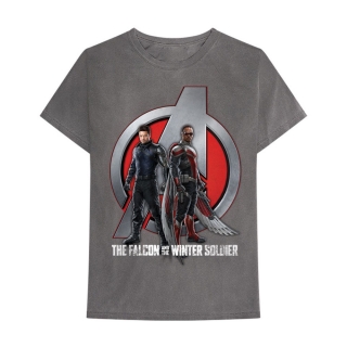 MARVEL COMICS - Falcon & Winter Soldier A Logo - sivé pánske tričko