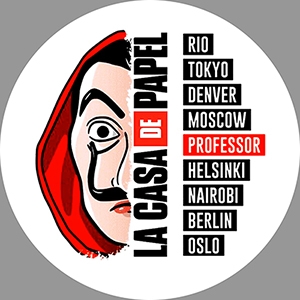 PAPIEROVÝ DOM - LA CASA DE PAPEL - Professor White Background - odznak