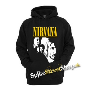 NIRVANA - Yellow Logo & Band - čierna detská mikina