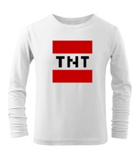 MINECRAFT - TNT - biele pánske tričko s dlhými rukávmi