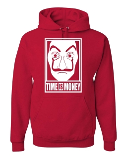 PAPIEROVÝ DOM - LA CASA DE PAPEL - Time Is Mones - červená pánska mikina