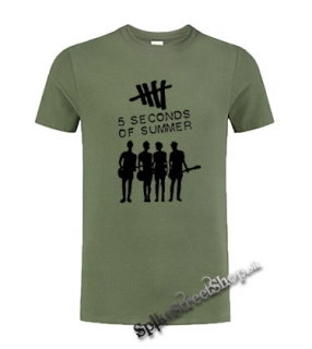 5 SECONDS OF SUMMER - Logo & Band - olivové pánske tričko