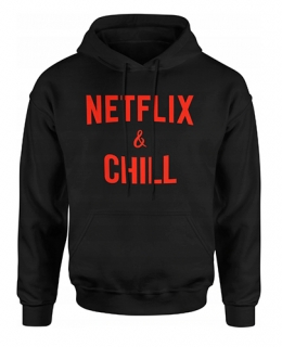 NETFLIX & CHILL - čierna pánska mikina