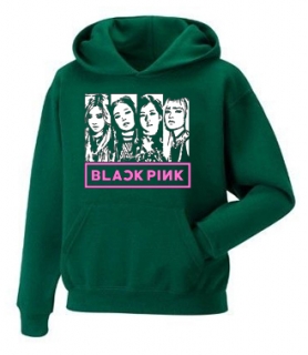 Detská mikina BLACKPINK - Logo & Band - Tmavozelená