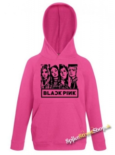 BLACKPINK - Logo & Band - ružová pánska mikina