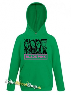 BLACKPINK - Logo & Band - zelená detská mikina