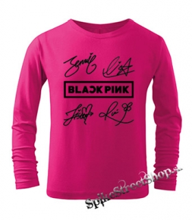 BLACKPINK - Logo & Signature - ružové detské tričko s dlhými rukávmi