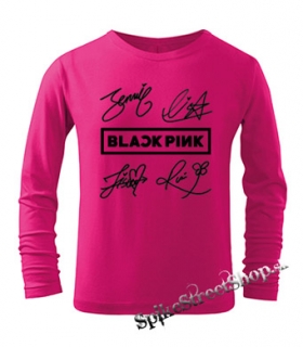 BLACKPINK - Logo & Signature - ružové pánske tričko s dlhými rukávmi