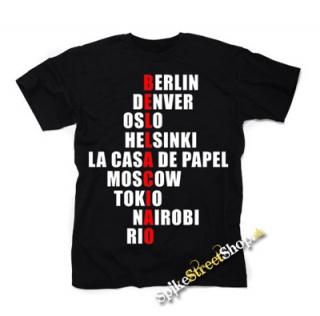 PAPIEROVÝ DOM - LA CASA DE PAPEL - Bella Ciao Names - čierne detské tričko