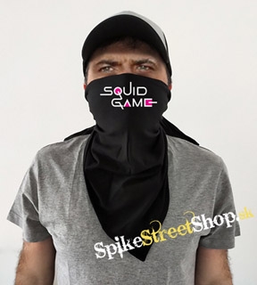 SQUID GAME - Logo Colour Pink - čierna bavlnená šatka na tvár
