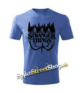 STRANGER THINGS - Logo Flip - azurovomodré pánske tričko