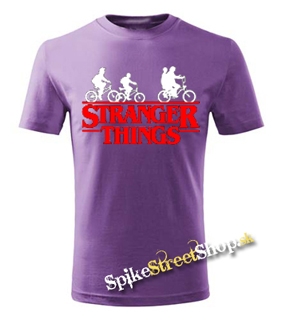 STRANGER THINGS - Bicycle Gang - fialové pánske tričko