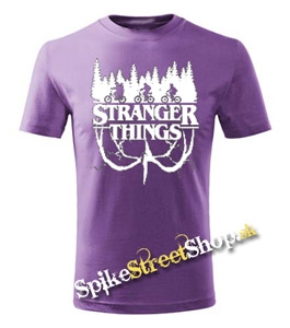 STRANGER THINGS - Logo Flip - fialové pánske tričko