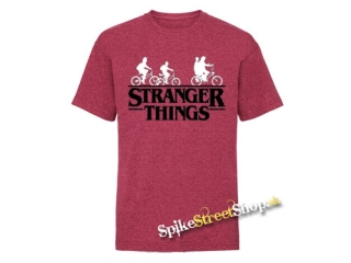 STRANGER THINGS - Bicycle Gang - červené melírované detské tričko