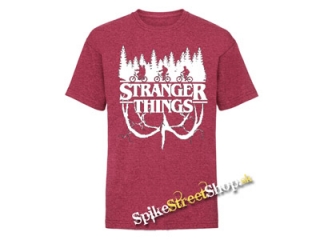 STRANGER THINGS - Logo Flip - červené melírované detské tričko