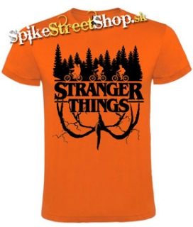 STRANGER THINGS - Logo Flip - oranžové pánske tričko
