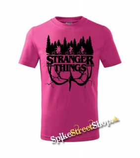 STRANGER THINGS - Logo Flip - ružové pánske tričko