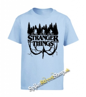 STRANGER THINGS - Logo Flip - svetlomodré pánske tričko