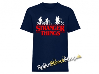 STRANGER THINGS - Bicycle Gang - tmavomodré pánske tričko