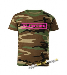 BLACKPINK - Logo - maskáčové chlapčenské tričko WOODLAND CAMO BROWN