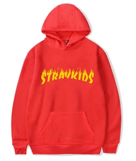 STRAY KIDS - Logo Flame - červená pánska mikina