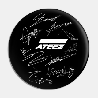 ATEEZ - White Logo & Signature - okrúhla podložka pod pohár