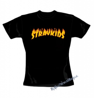 STRAY KIDS - Logo Flame - čierne dámske tričko