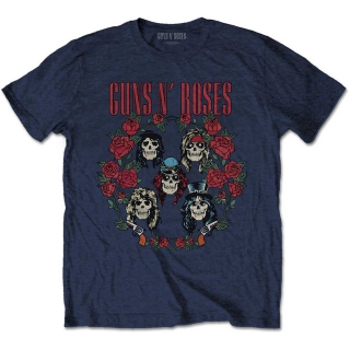 GUNS N ROSES - Skulls Wreath - modré pánske tričko