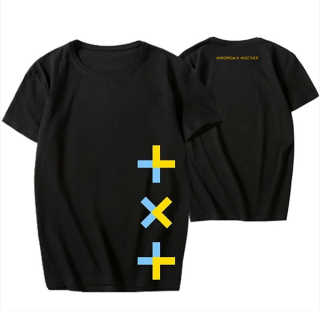 TXT - TOMORROW X TOGETHER - Blue Yellow Crest - čierne detské tričko