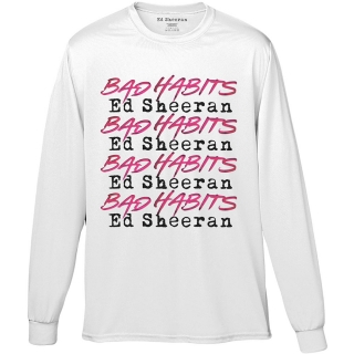 ED SHEERAN - Bad Habits Stack - biele pánske tričko s dlhými rukávmi