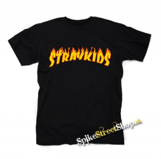 STRAY KIDS - Logo Flame - čierne detské tričko