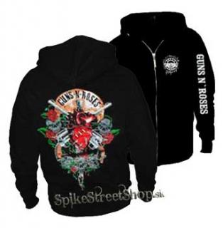 GUNS N ROSES - Heart & Guns - čierna pánska mikina na zips