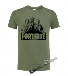 FORTNITE - Logo & Skins - olivové pánske tričko