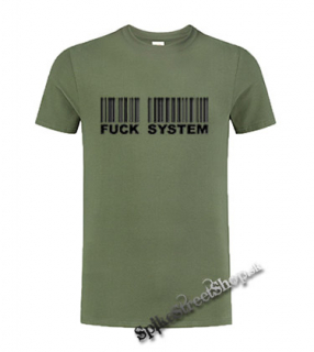 FUCK SYSTEM - olivové pánske tričko