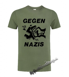 GEGEN NAZIS - olivové pánske tričko