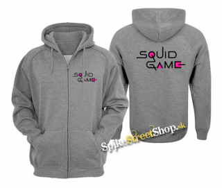 SQUID GAME - Logo Colour Pink - šedá pánska mikina na zips