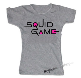 SQUID GAME - Logo Colour Pink - šedé dámske tričko