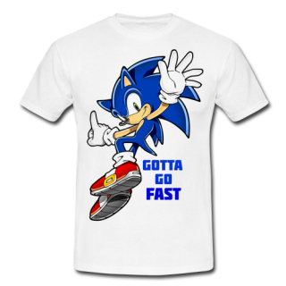 JEŽKO SONIC - Gotta Go Fast - biele pánske tričko