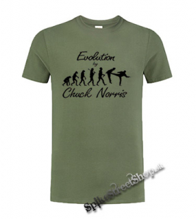 CHUCK NORRIS - Evolution - olivové pánske tričko