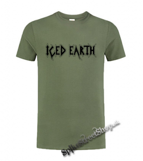 ICED EARTH - Logo - olivové pánske tričko