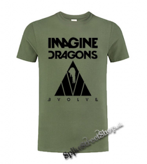 IMAGINE DRAGONS - Evolve Triangle Black - olivové pánske tričko