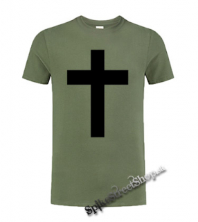 KRÍŽ - Christian Cross - olivové pánske tričko