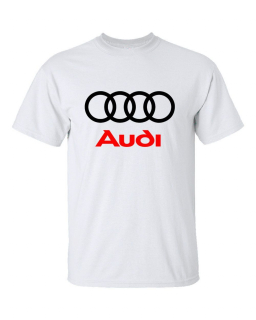 AUDI - Logo Red Black - biele pánske tričko