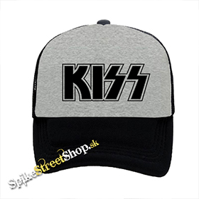 KISS - Logo Black - šedočierna sieťkovaná šiltovka model "Trucker"