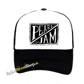 PEARL JAM - Logo - čiernobiela sieťkovaná šiltovka model "Trucker"