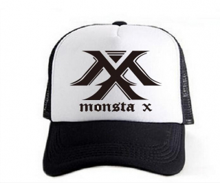 MONSTA X - Logo - čiernobiela sieťkovaná šiltovka model "Trucker"