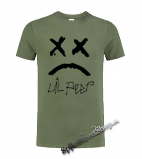 LIL PEEP - Sad Faces And Logo - olivové pánske tričko