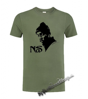 NAS - Logo & Portrait - olivové pánske tričko