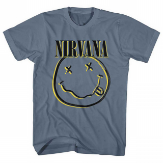 NIRVANA - Inverse Smiley - modré pánske tričko